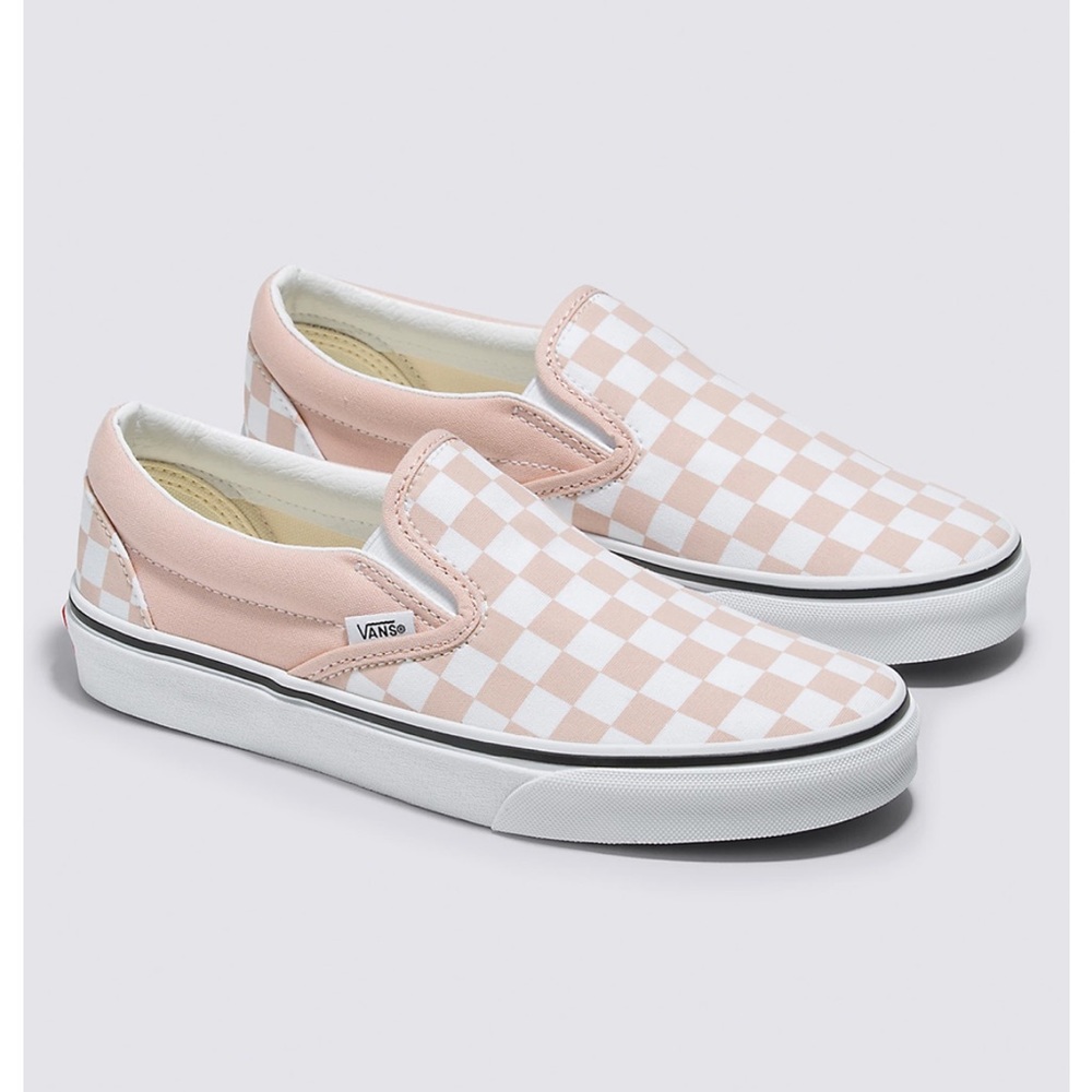Vans pink checkers slip on vans